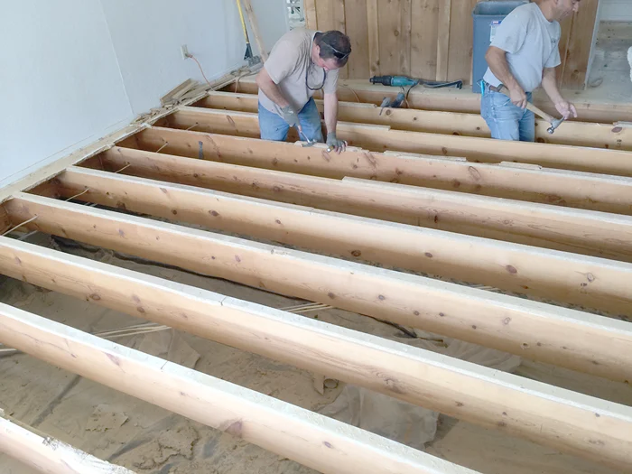 Floor framing under construction
